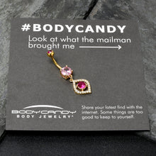 Load image into Gallery viewer, Clear Pink Gem Gold Tone Open Eye Dangle Belly Ring
