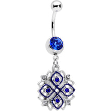Load image into Gallery viewer, Clear Blue Gem Embellished Cross Dangle Belly Ring