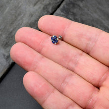 Load image into Gallery viewer, 16G 1/4 Clear Blue Gem Embellished Cross Labret