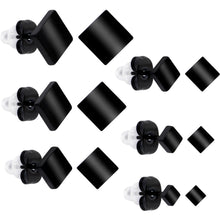 Load image into Gallery viewer, 3mm-8mm Square Stud Black 316L Stainless Steel Earrings 6 Pack