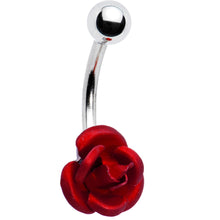 Load image into Gallery viewer, Single Flower Red Rose Belly Button Ring