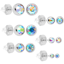 Load image into Gallery viewer, Aurora Gem 3mm to 8mm Ball End Stud Earrings Set of 6
