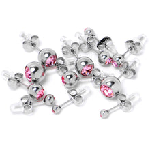 Load image into Gallery viewer, Pink Gem 3mm to 8mm Ball End Stud Earrings Set of 6
