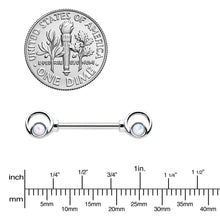 Load image into Gallery viewer, 14G 1/2 White Faux Opal Double Circle Barbell Nipple Ring Set