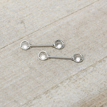 Load image into Gallery viewer, 14G 1/2 White Faux Opal Double Circle Barbell Nipple Ring Set