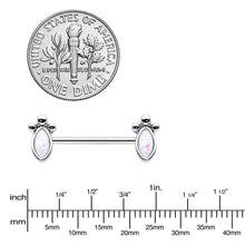 Load image into Gallery viewer, 14G 9/16 White Faux Opal Deco Ovals Barbell Nipple Ring Set