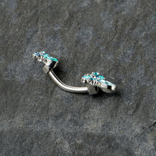 Load image into Gallery viewer, Blue Gem Bees Beautiful Insect Double Mount Belly Ring