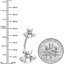将图片加载到图库查看器,White Opalescent Bees Beautiful Insect Double Mount Belly Ring