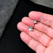 将图片加载到图库查看器,White Opalescent Bees Beautiful Insect Double Mount Belly Ring
