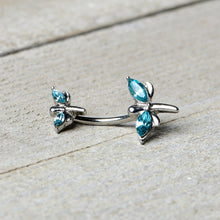 将图片加载到图库查看器,Blue Gem Simple Stylized Dragonfly Double Mount Belly Ring