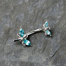 将图片加载到图库查看器,Blue Gem Simple Stylized Dragonfly Double Mount Belly Ring