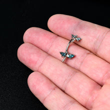 将图片加载到图库查看器,Blue Gem Simple Stylized Dragonfly Double Mount Belly Ring
