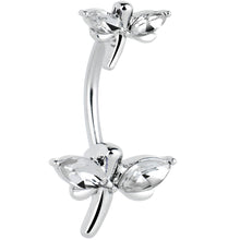 将图片加载到图库查看器,Clear Gem Simple Stylized Dragonfly Double Mount Belly Ring