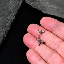 将图片加载到图库查看器,Clear Gem Simple Stylized Dragonfly Double Mount Belly Ring