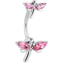 Load image into Gallery viewer, Pink Gem Simple Stylized Dragonfly Double Mount Belly Ring