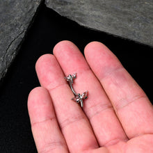 Load image into Gallery viewer, Pink Gem Simple Stylized Dragonfly Double Mount Belly Ring