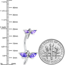 将图片加载到图库查看器,Purple Gem Simple Stylized Dragonfly Double Mount Belly Ring
