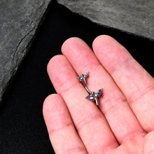 将图片加载到图库查看器,Purple Gem Simple Stylized Dragonfly Double Mount Belly Ring