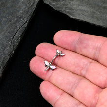 将图片加载到图库查看器,White Opalescent Simple Stylized Dragonfly Double Mount Belly Ring