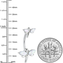 将图片加载到图库查看器,White Opalescent Simple Stylized Dragonfly Double Mount Belly Ring