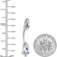 将图片加载到图库查看器,Clear Gem Art Deco Ovals Double Mount Belly Ring