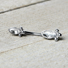 将图片加载到图库查看器,Clear Gem Art Deco Ovals Double Mount Belly Ring