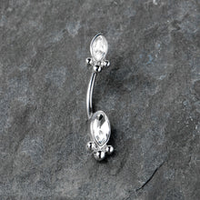 将图片加载到图库查看器,Clear Gem Art Deco Ovals Double Mount Belly Ring