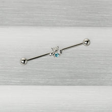 Load image into Gallery viewer, 14G Blue Gem Bee Beautiful Insect Industrial Barbell 38mm
