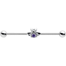Load image into Gallery viewer, 14G Purple Gem Bee Beautiful Insect Industrial Barbell 38mm