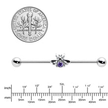 Load image into Gallery viewer, 14G Purple Gem Bee Beautiful Insect Industrial Barbell 38mm