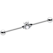 Load image into Gallery viewer, 14G White Faux Opal Bee Beautiful Insect Industrial Barbell 38mm