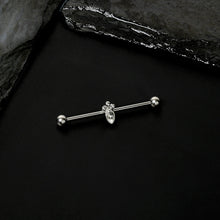 Load image into Gallery viewer, 14G Gem Deco Oval Industrial Barbell 38mm