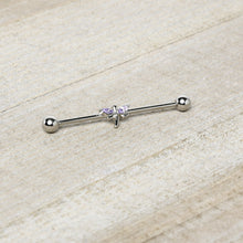 将图片加载到图库查看器,14G Purple Gem Simple Stylized Dragonfly Industrial Barbell 38mm