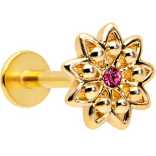 Load image into Gallery viewer, 16G 5/16 Pink Gem Gold Tone Starry Flower Labret Monroe Tragus