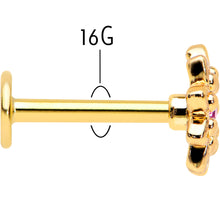 Load image into Gallery viewer, 16G 5/16 Pink Gem Gold Tone Starry Flower Labret Monroe Tragus