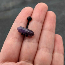 将图片加载到图库查看器,Purple Amethyst Stone Black Claw Belly Ring