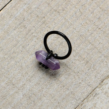 Load image into Gallery viewer, 16G 3/8 Purple Amethyst Black Claw Obelisk Hinged Segment Ring