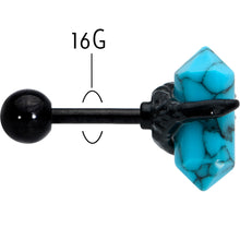 Load image into Gallery viewer, 16G 1/4 Blue Turquoise Black Claw Obelisk Cartilage Earring