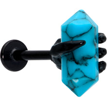 Load image into Gallery viewer, 16G 5/16 Blue Turquoise Black Claw Obelisk Labret Monroe Tragus