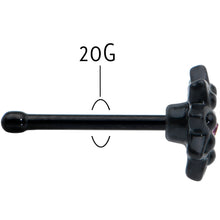Load image into Gallery viewer, 20G 1/4 Pink Gem Black Starry Flower Halloween Nose Bone