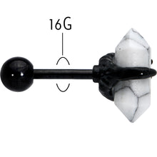 Load image into Gallery viewer, 16G 1/4 White Howlite Black Claw Obelisk Cartilage Earring