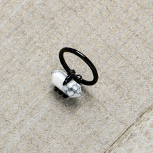 将图片加载到图库查看器,16G 3/8 White Howlite Black Claw Obelisk Hinged Segment Ring