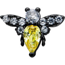 Load image into Gallery viewer, 16G 1/4 Clear Yellow Gem Black Butterfly Cartilage Tragus Earring