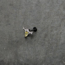 Load image into Gallery viewer, 16G 5/16 Clear Yellow Gem Black Butterfly Labret Monroe Tragus