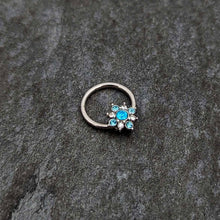 Load image into Gallery viewer, 16G 3/8 Blue Clear Gem Glamour Star Hinged Segment Ring