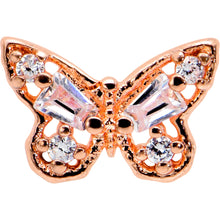 Load image into Gallery viewer, 16G 5/16 Clear Gem Rose Gold Tone Opulent Butterfly Labret Tragus