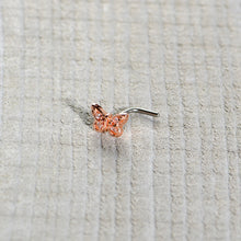 Load image into Gallery viewer, 20G 7mm Clear Gem Baroque Rosy Butterfly L Shape Nose Ring