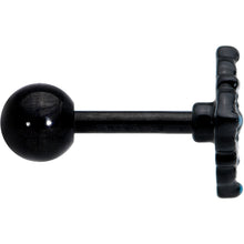 Load image into Gallery viewer, 16G 1/4 Blue Gem Black Lacy Rhombus Cartilage Tragus Earring