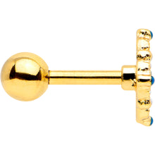 Load image into Gallery viewer, 16G 1/4 Blue Gem Gold Tone Lacy Rhombus Cartilage Tragus Earring