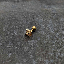 Load image into Gallery viewer, 16G 1/4 Blue Gem Gold Tone Lacy Rhombus Cartilage Tragus Earring